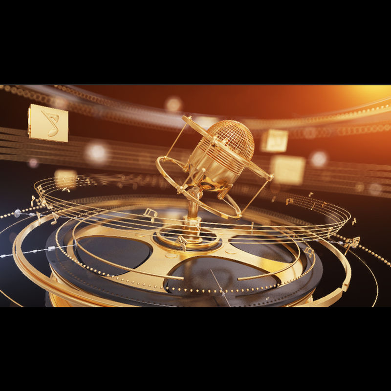 Gold Microphone of Prelude 3d model animation