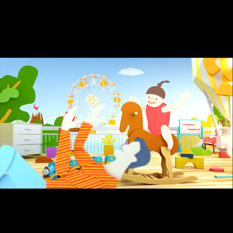 Cartoon Parco dei divertimenti Scena Modello 3d con animazione