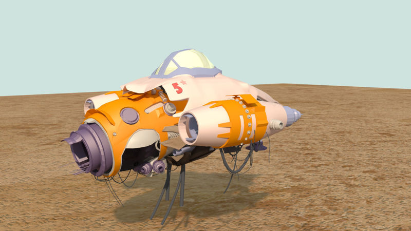 Waste spaceship airship 3d model