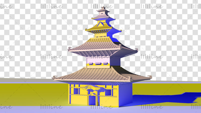 Ancient Chinese temple buildings 3d model