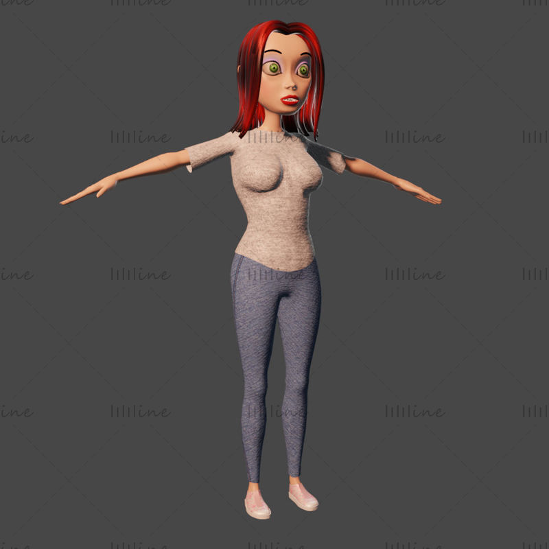Cartoon girl 3d model