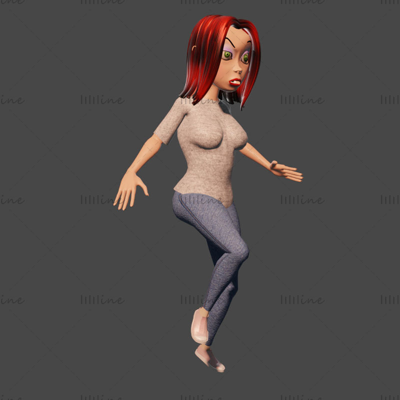 Cartoon girl 3d model