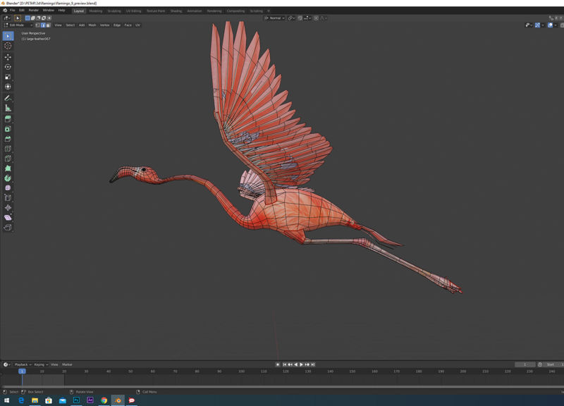 Flamingo flying 3d model 3d animation