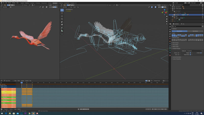 Flamingo flying 3d model 3d animation