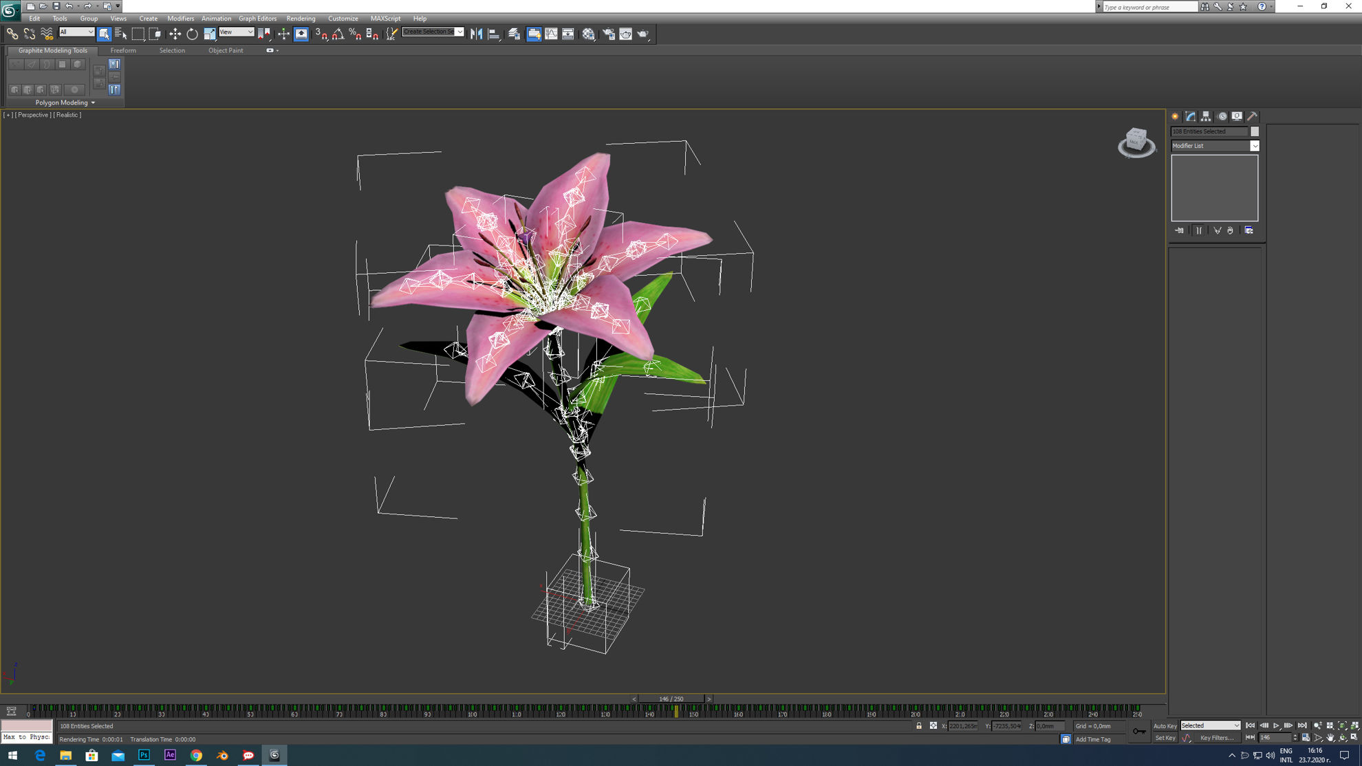 Lily flowers rigged animated 3d model