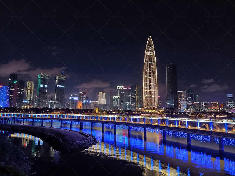 Night view of the Shenzhen Bay Talent park