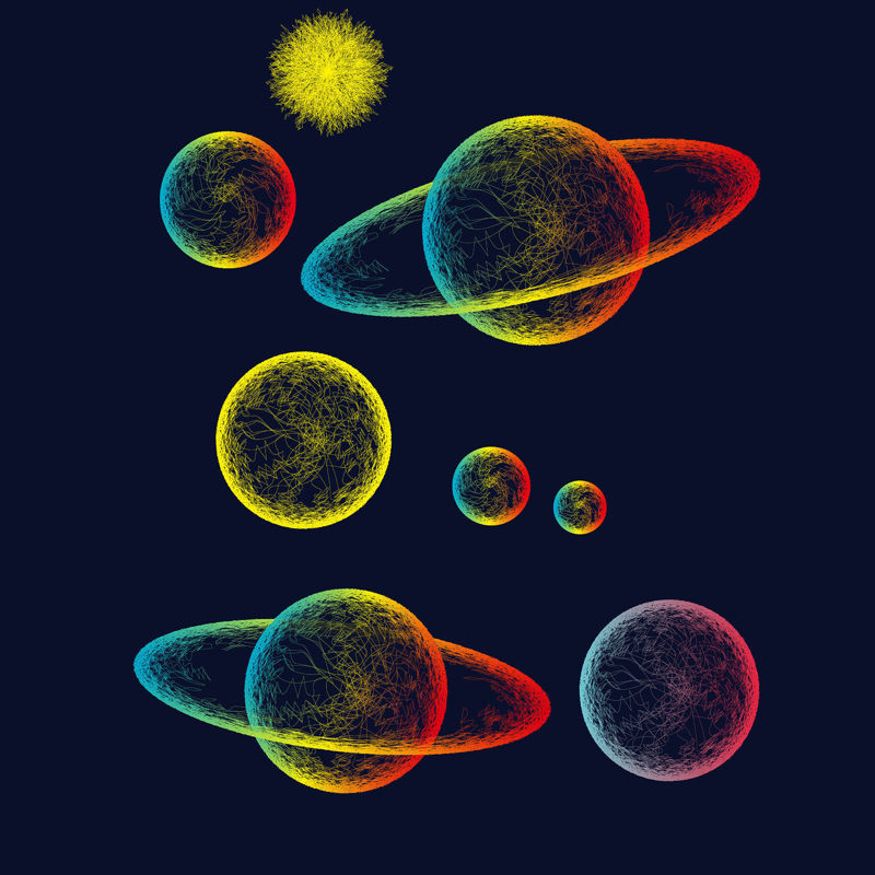 Gradient color line vector planet
