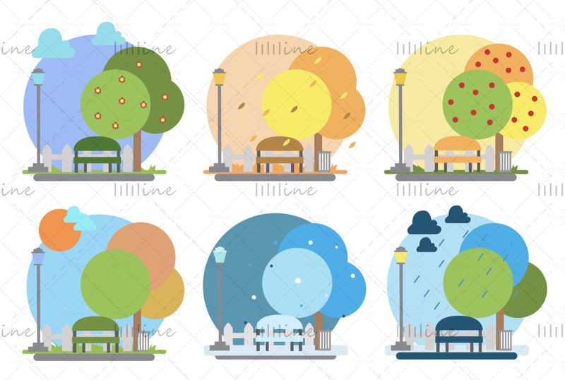 Seasonal Park design autumn Illustration