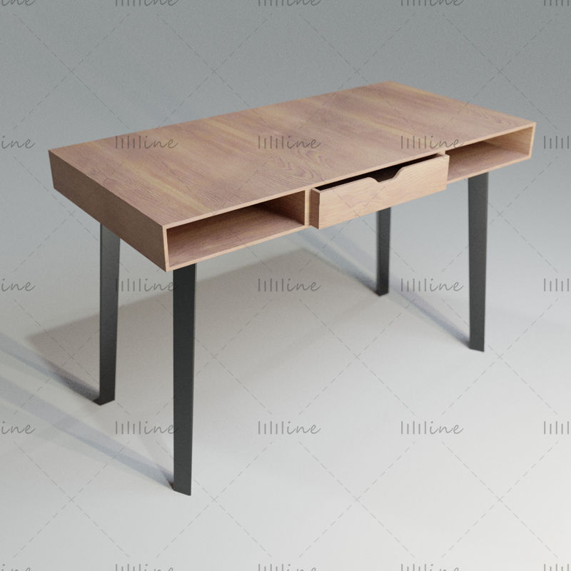 Modern wooden desk 3D model