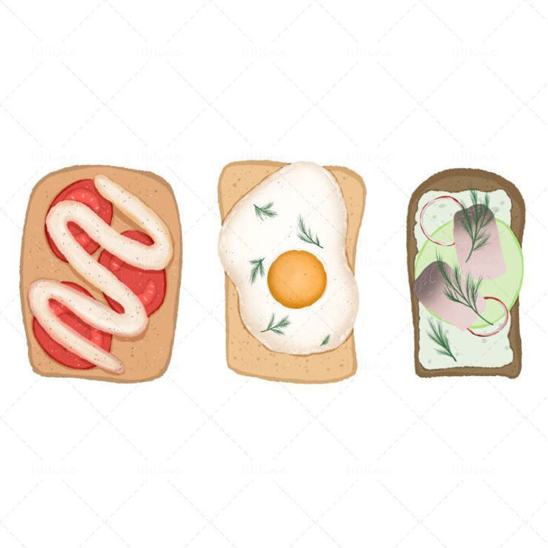 Three sandwiches illustration