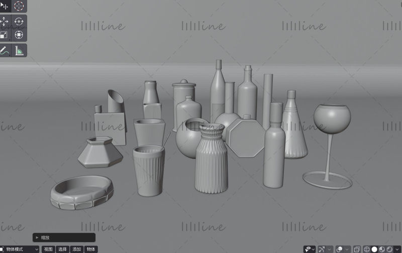 20 Glassware cup bottle jar pot 3D model