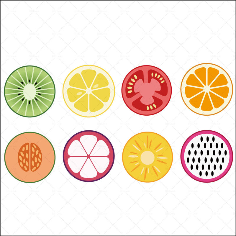 Fresh sliced fruit vector graphic