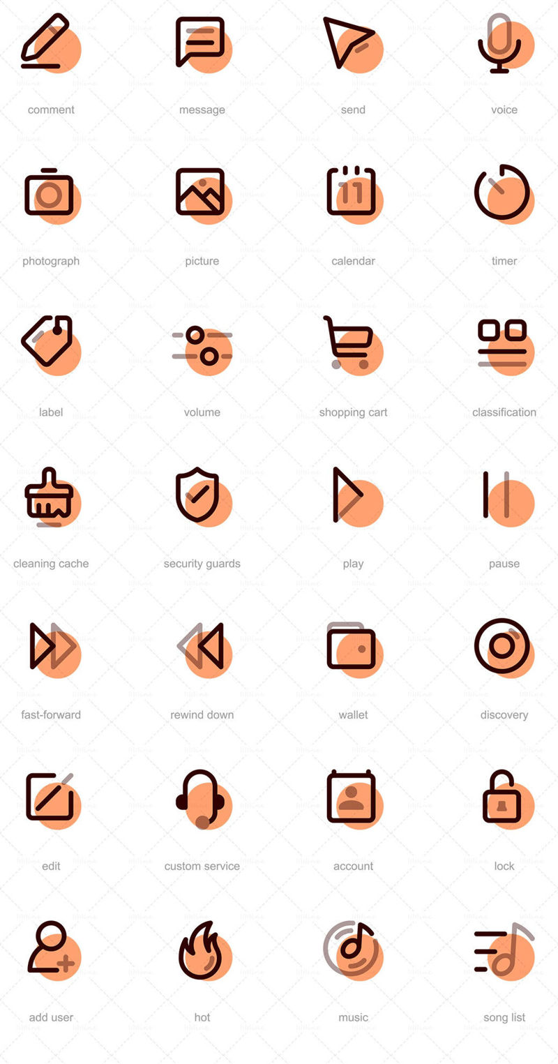 Concise Mobile UI icons vector