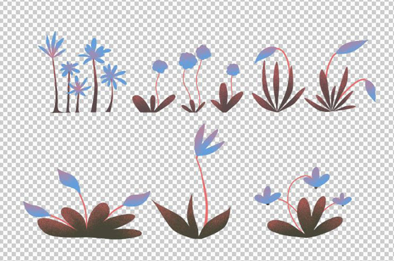 Set of blue flowers Illustration