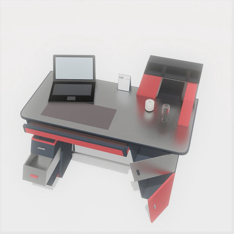 3D model of office desk