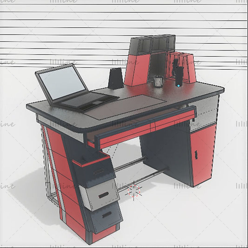 3D model of office desk