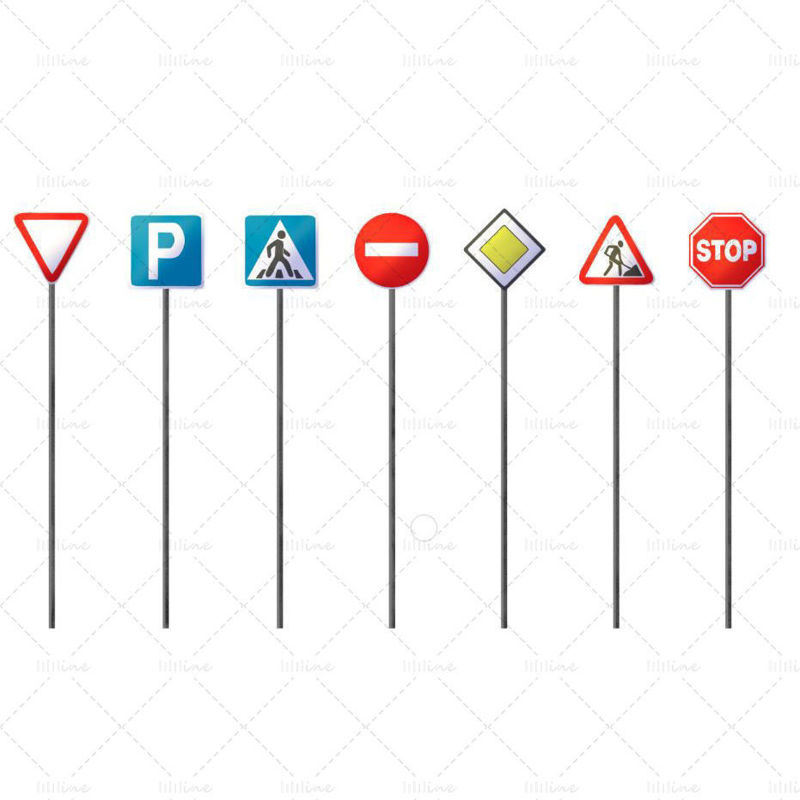 Drawn road signs set