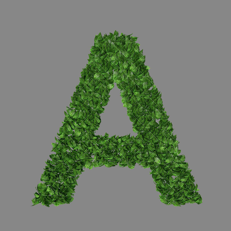 Green leaf alphabets letters transparent png