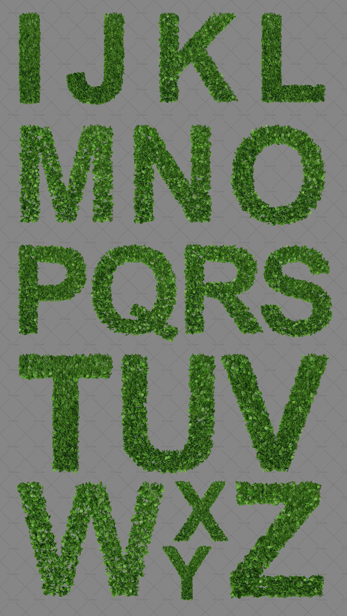 Green leaf alphabets letters transparent png