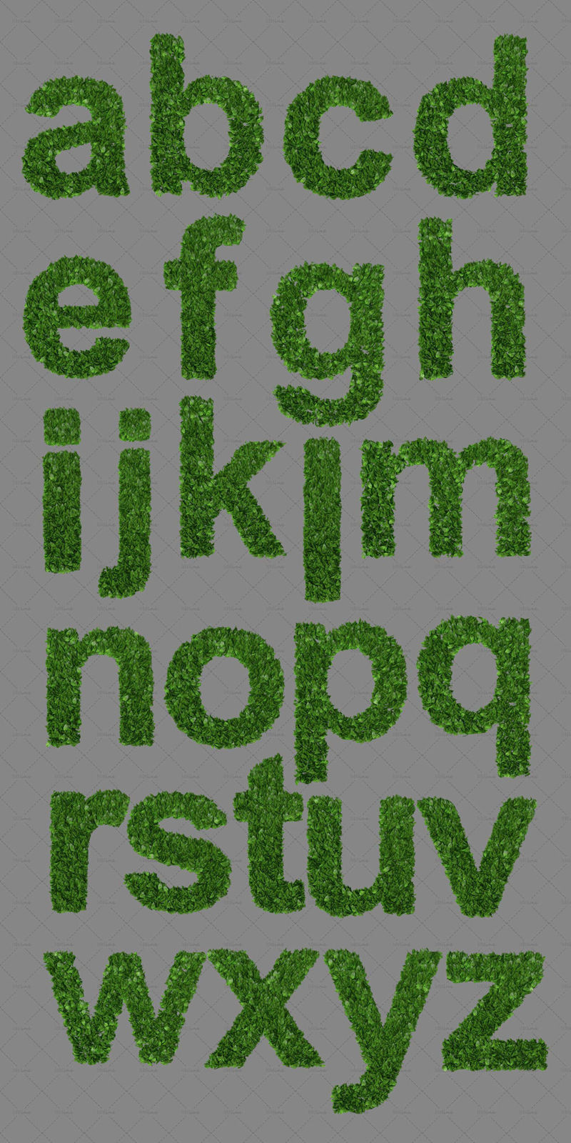 lower case Green leaf alphabets letters transparent png