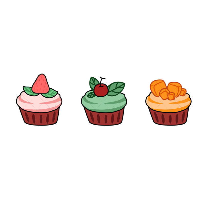 Cute fresh fruit cake vector graphics