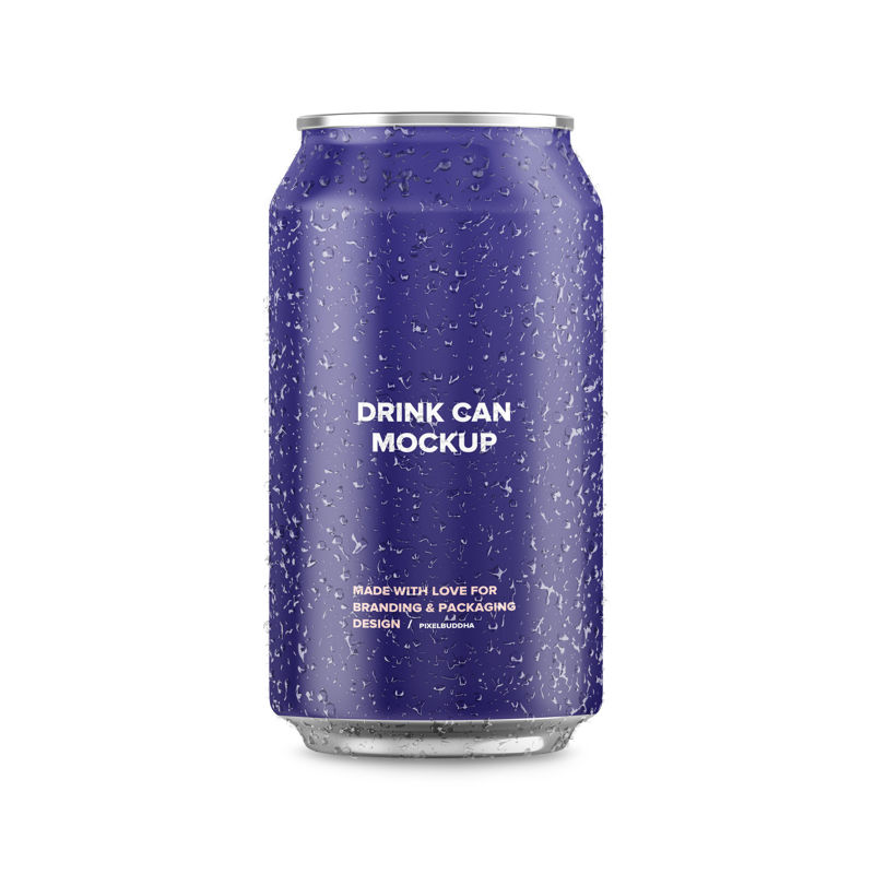 Package of canned beverage in iced cans mockup