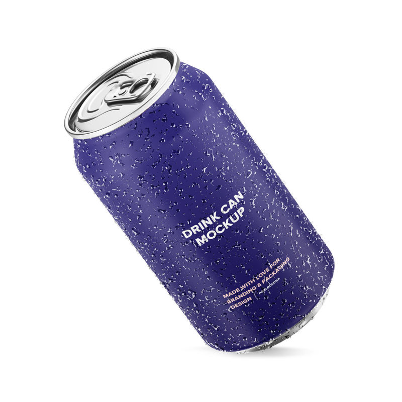Package of canned beverage in iced cans mockup