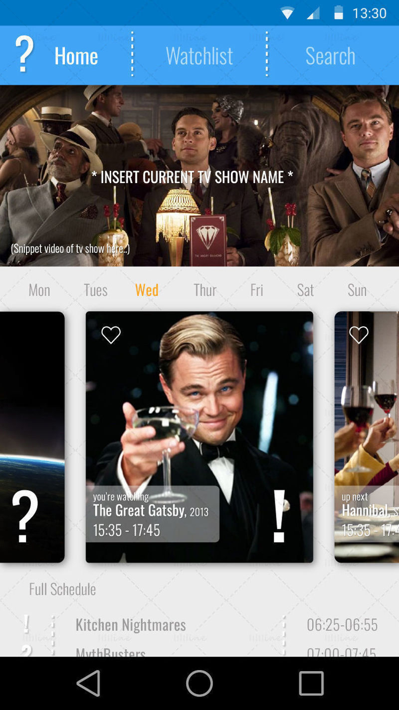 Tv schedule concept app UI UX