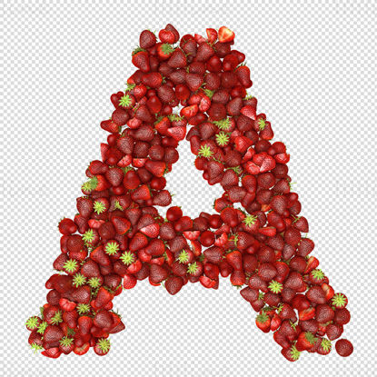 Заглавные буквы с фруктами клубника png