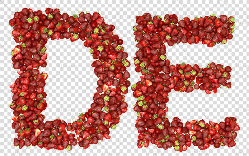 Alfabete majuscule umplute cu fructe căpșuni png