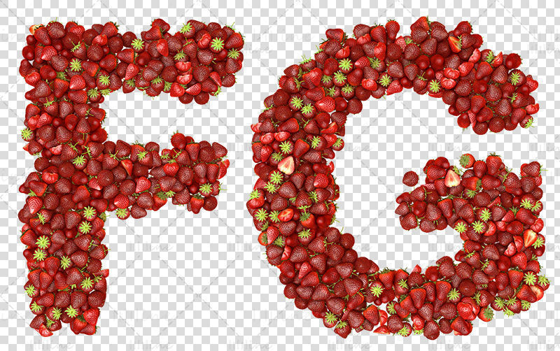 大写字母填充水果草莓字体png