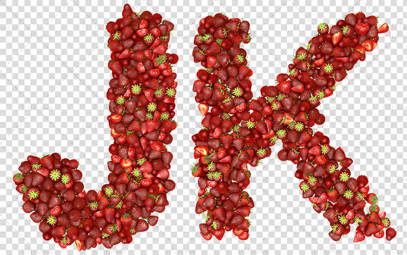 Capital alphabets filled with fruit strawberry png