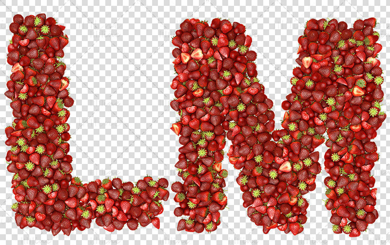 Hoofdletter alfabetten gevuld met fruit aardbei png