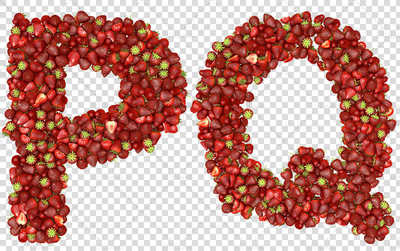 Alfabete majuscule umplute cu fructe căpșuni png