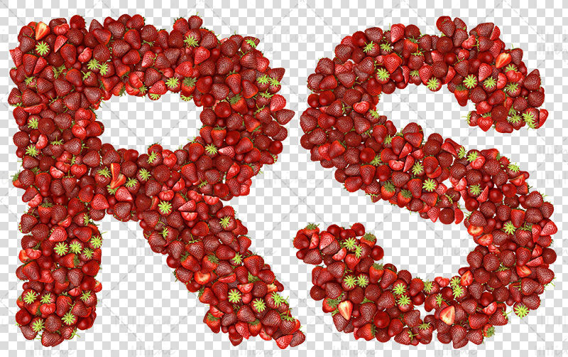 Alphabets capitales remplis de fraises aux fruits png