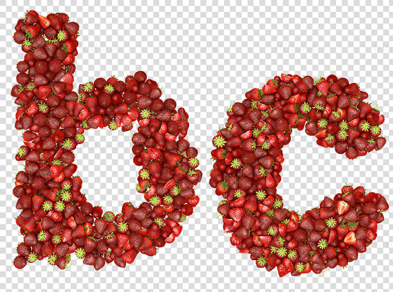 Строчные буквы алфавита с фруктами клубника png