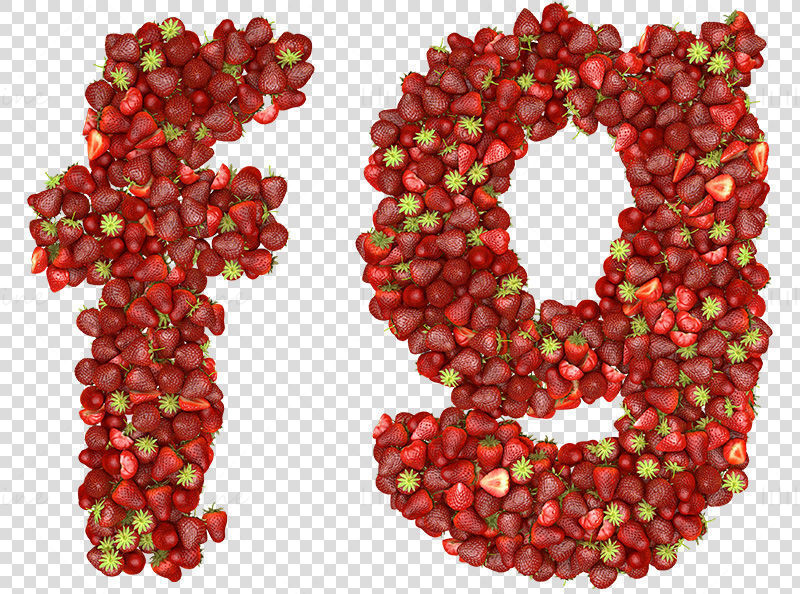 Alfabetos en minúsculas llenos de fruta fresa png