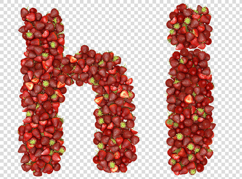 Mit Fruchterdbeer-PNG gefüllte Kleinbuchstaben