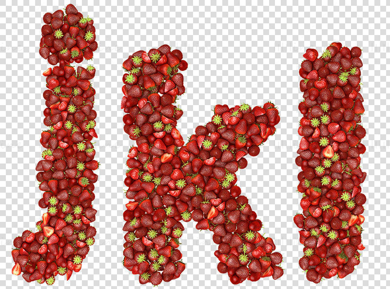 Alphabets minuscules remplis de fraises aux fruits png