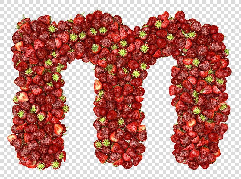 Malá písmena abecedy plněné ovocným jahodovým png