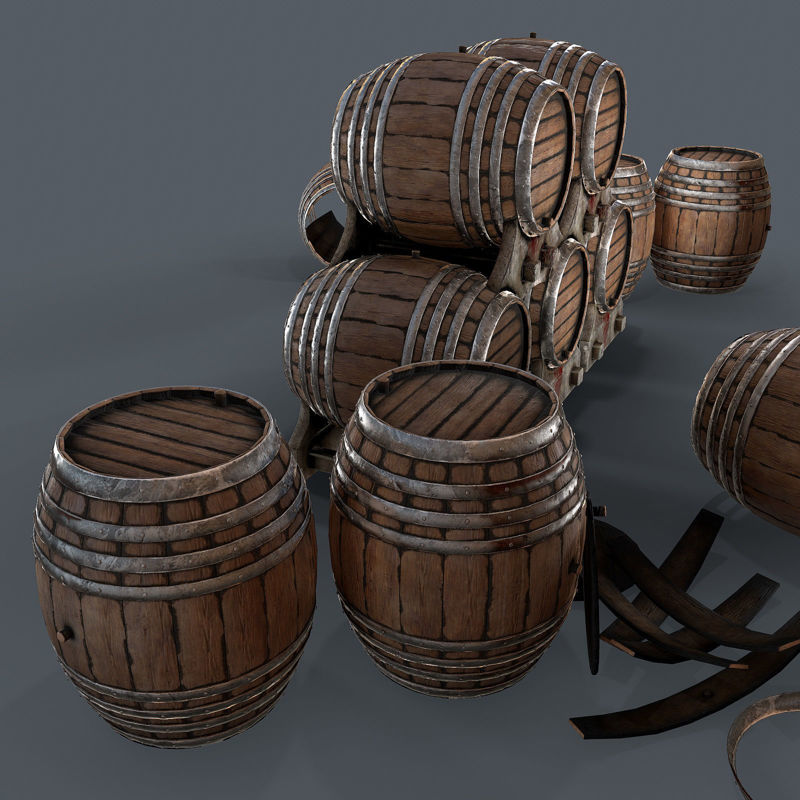Old wine barrells 3d model