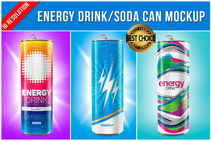 Energy Drink Soda Can Mockup