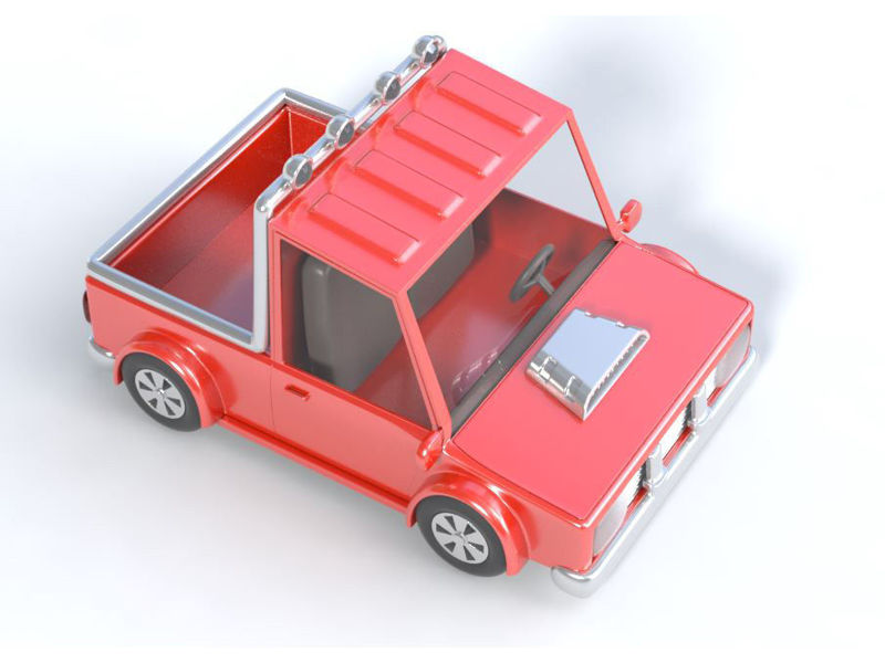 cartoon pick-up truck 3D model