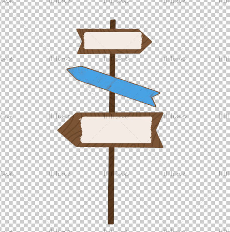 Wooden direction sign flat layered illustration