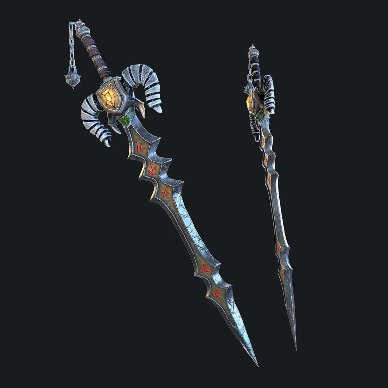 Fantasy swords with scabbard 3d model