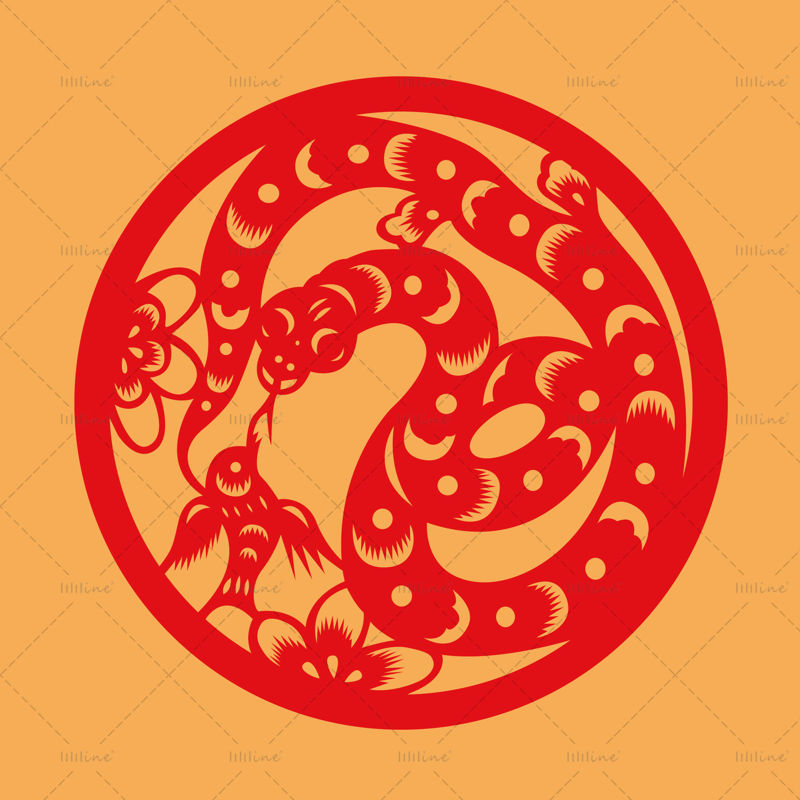 zodiac paper-cut vector elements snake