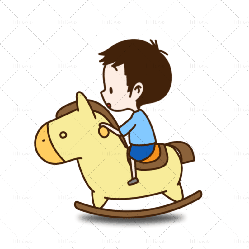 Children riding a horse GIF loop animation