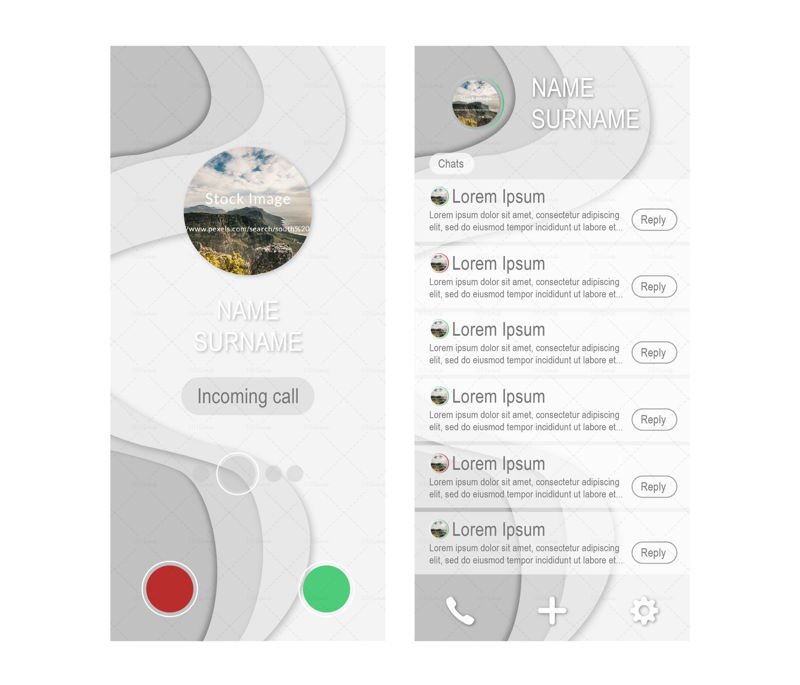 Grey messenger app UI UX Design Iphone X