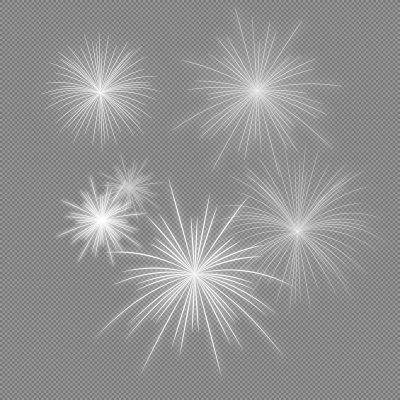 White fireworks vector png transparent background