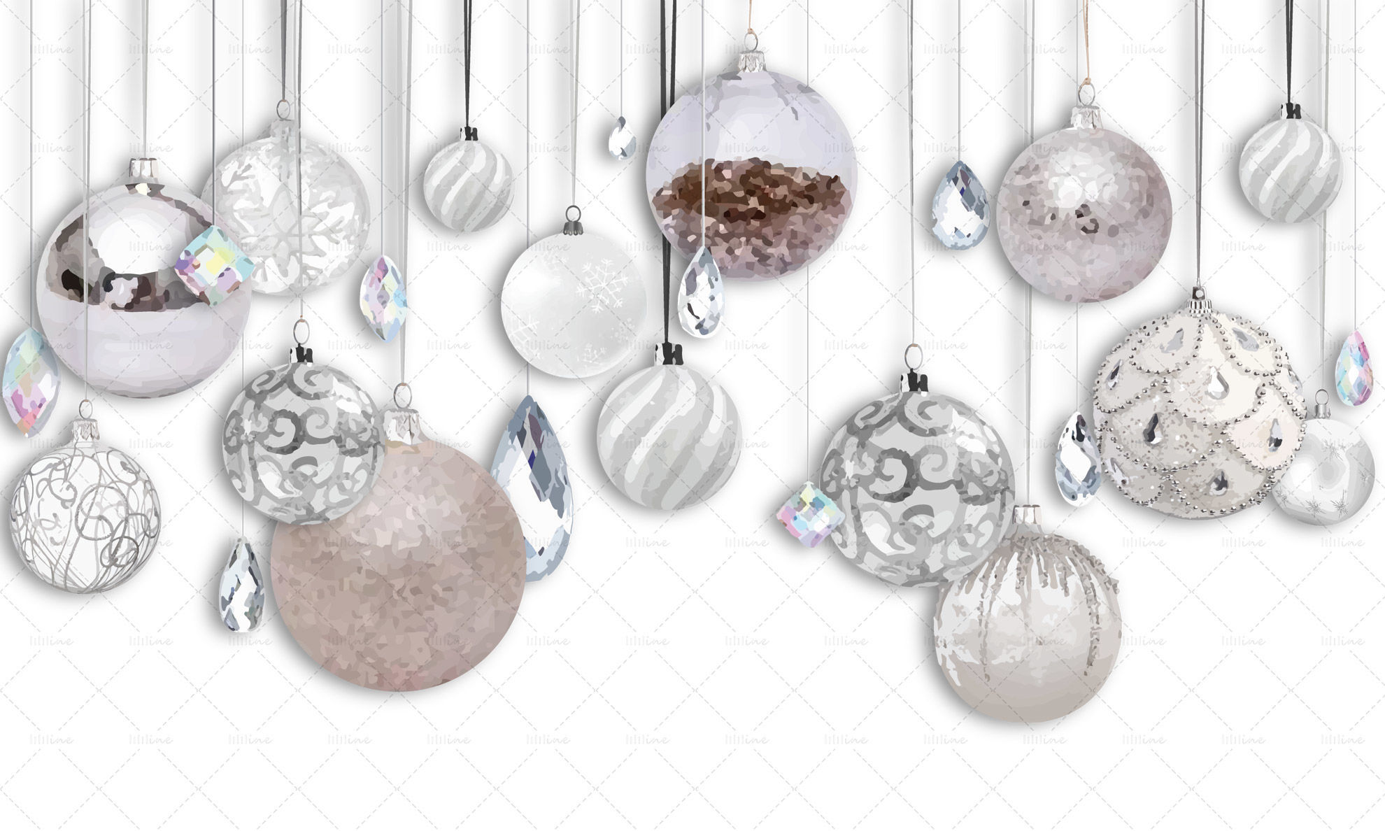 Christmas decorations with hanging diamonds png